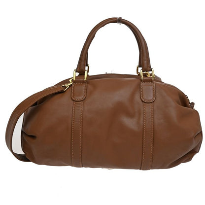 Gucci Shoulder Bag 2-Way Brown Leather