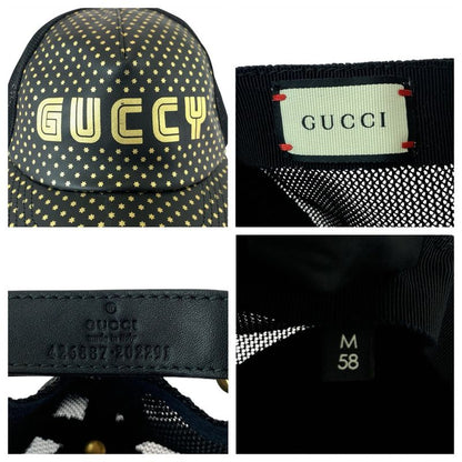 Gucci Sega Collaboration Black Gold Leather Nylon Cap