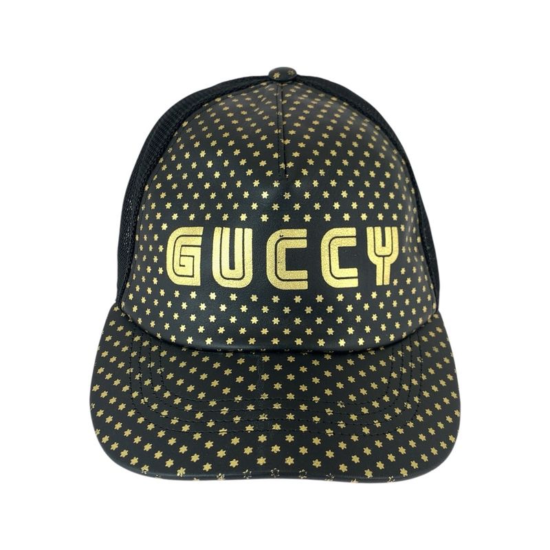 Gucci Sega Collaboration Black Gold Leather Nylon Cap