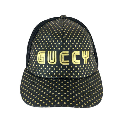 Gucci Sega Collaboration Black Gold Leather Nylon Cap