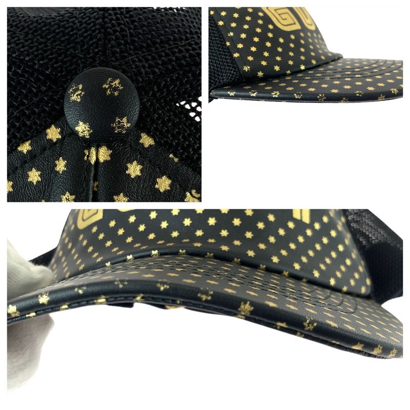 Gucci Sega Collaboration Black Gold Leather Nylon Cap