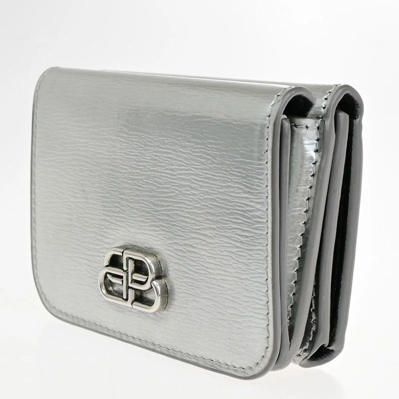 Balenciaga Compact Wallet Trifold Silver