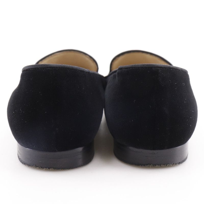 Chanel CC Logo Opera Shoes Velvet Black Loafers