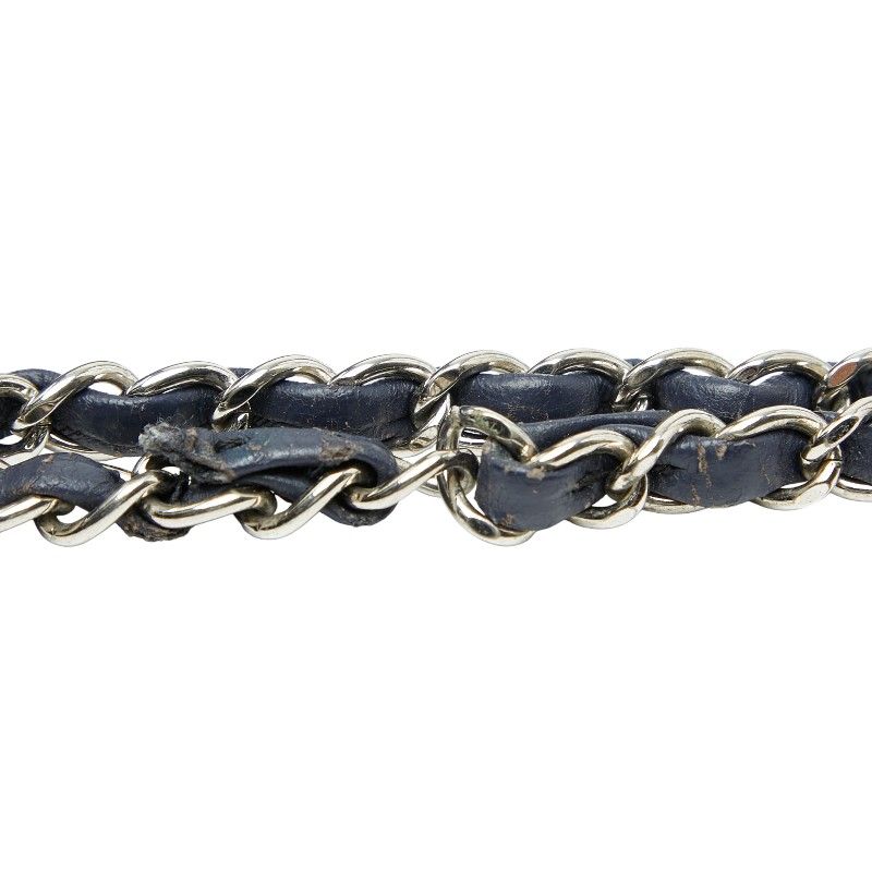 Chanel Lipstick CC Logo Chain Tote Shoulder Bag Navy Patent Leather