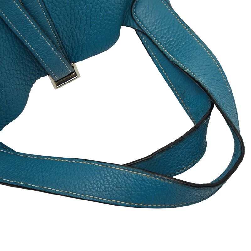 Hermes Picotin MM Blue Silver Taurillon Clemence