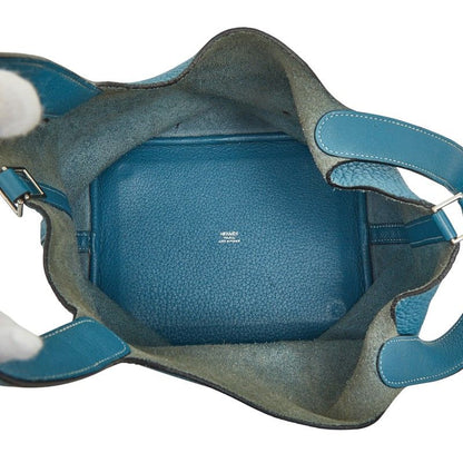 Hermes Picotin MM Blue Silver Taurillon Clemence