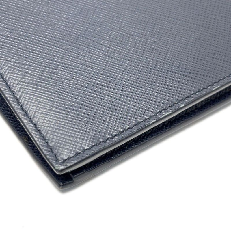 Prada Wallet Saffiano Leather Bifold Navy Multi