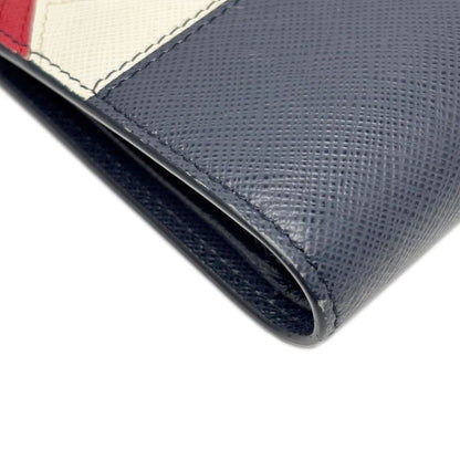 Prada Wallet Saffiano Leather Bifold Navy Multi