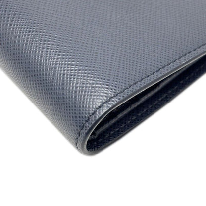 Prada Wallet Saffiano Leather Bifold Navy Multi