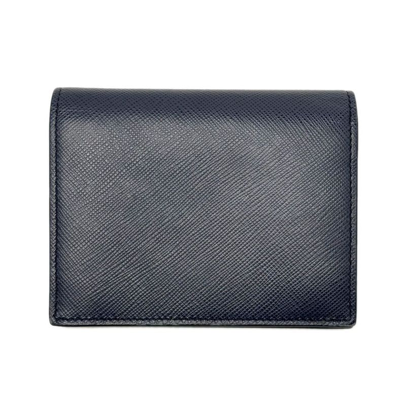 Prada Wallet Saffiano Leather Bifold Navy Multi