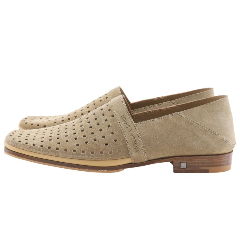 Louis Vuitton Perforated Suede Beige Loafers