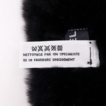 Chanel CC Logo Wristband Rabbit Fur Black Bracelet