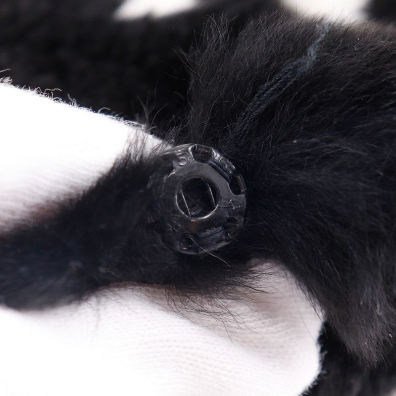 Chanel CC Logo Wristband Rabbit Fur Black Bracelet