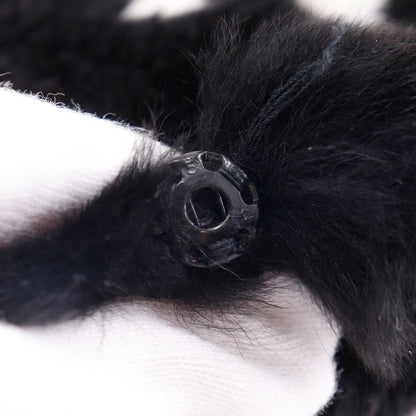 Chanel CC Logo Wristband Rabbit Fur Black Bracelet