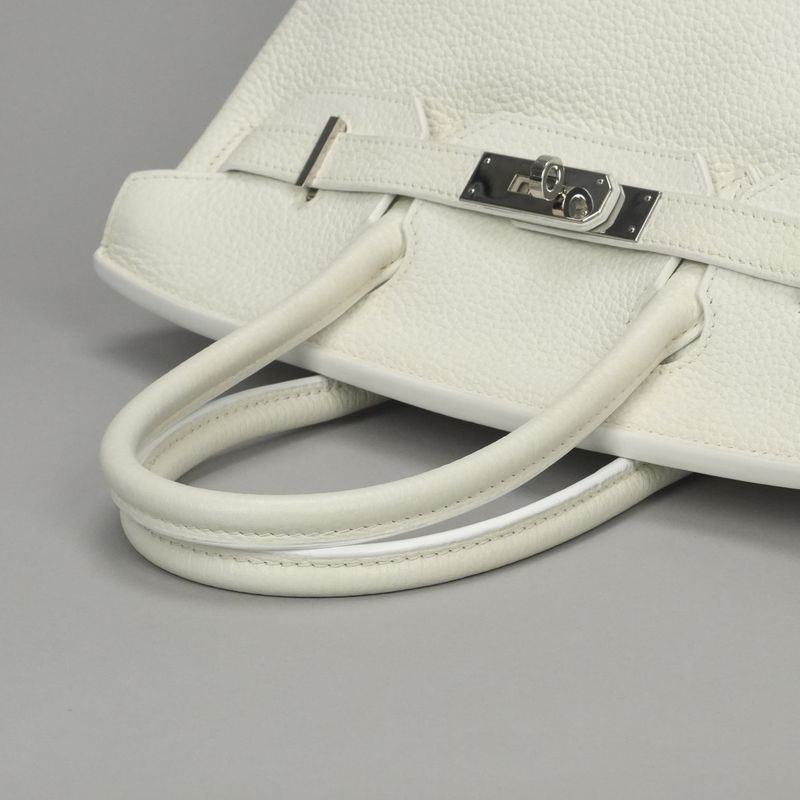 Hermes Birkin 30 Tote Taurillon Clemence White Silver