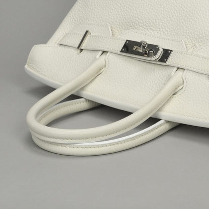 Hermes Birkin 30 Tote Taurillon Clemence White Silver