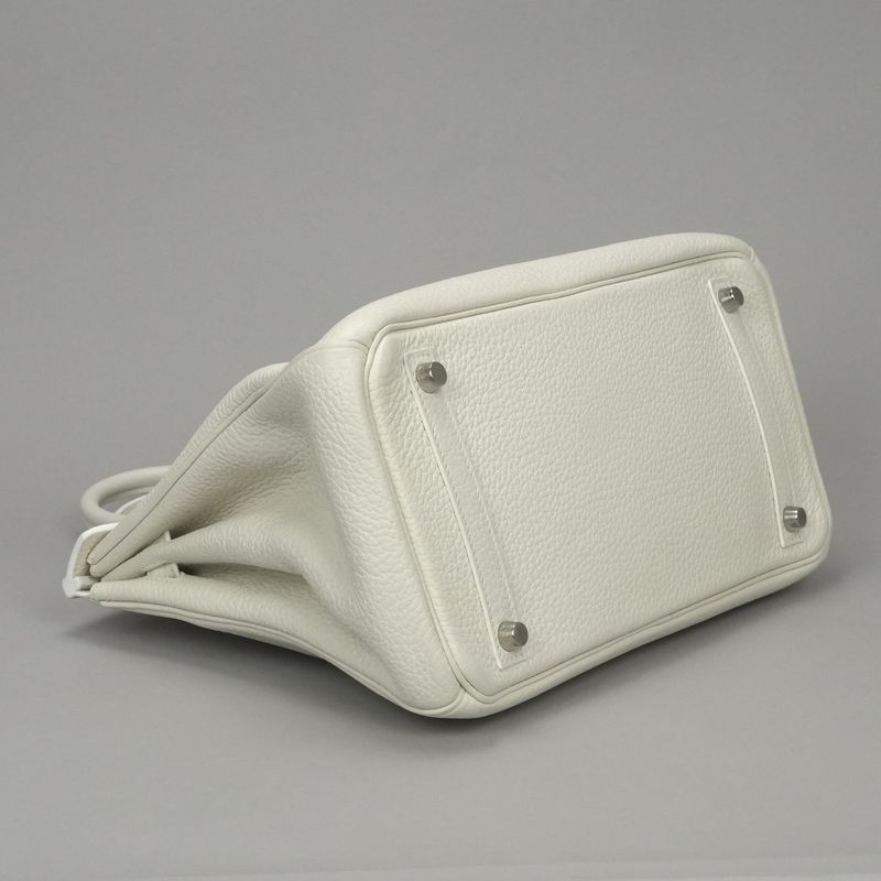 Hermes Birkin 30 Tote Taurillon Clemence White Silver