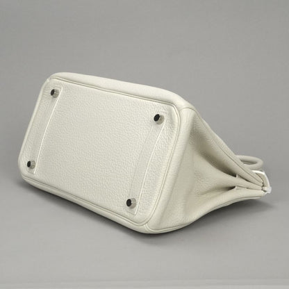 Hermes Birkin 30 Tote Taurillon Clemence White Silver