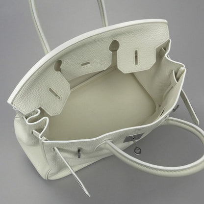 Hermes Birkin 30 Tote Taurillon Clemence White Silver