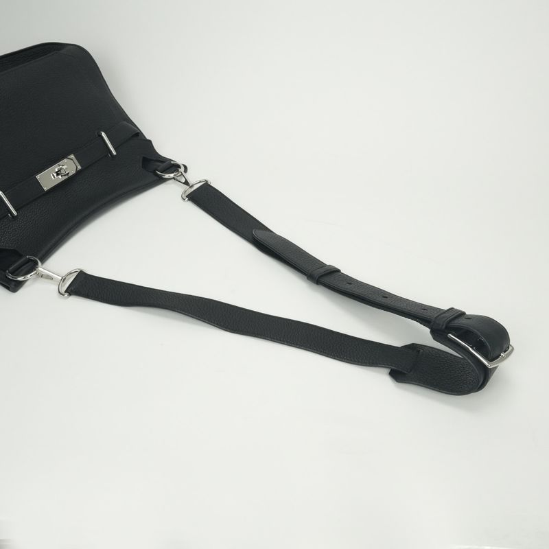 Hermes Gipsiere 31 Shoulder Bag Taurillon Clemence Noir Black