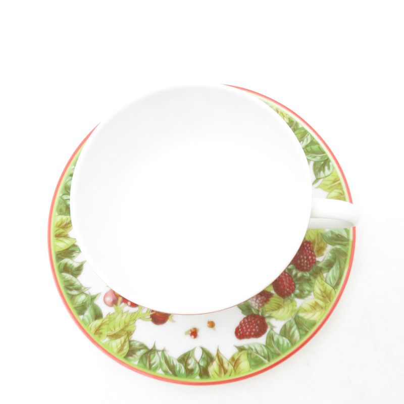 Hermes Pythagoras Tea Cup & Saucer 2 Guests Pair Fruit Pattern Out of Print Hat