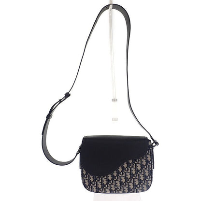 Dior Saddle Small Messenger Shoulder Bag Calf Fabric Black