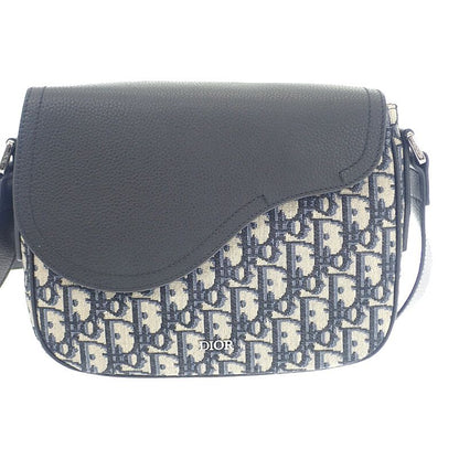 Dior Saddle Small Messenger Shoulder Bag Calf Fabric Black