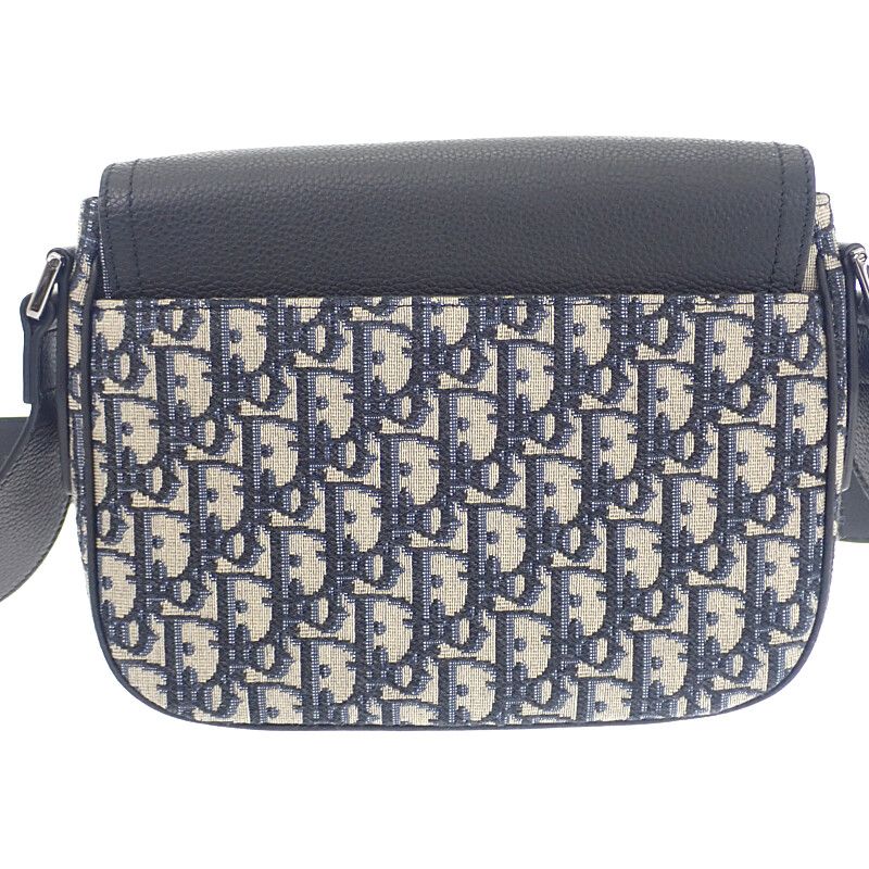 Dior Saddle Small Messenger Shoulder Bag Calf Fabric Black