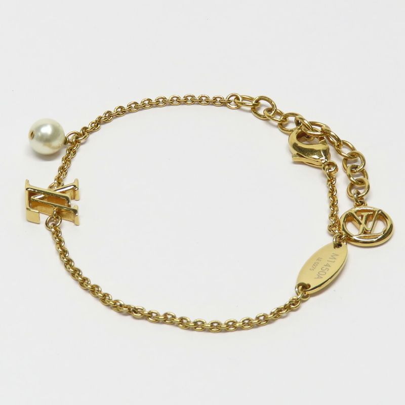 Louis Vuitton Bracelet LV Iconic a Gold Metal Resin Pearl