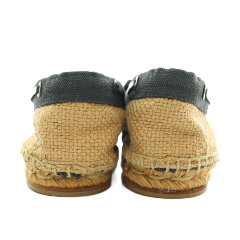 Hermes Slip on Moccasins Flat Canvas Espadrilles Ribbon 42 Navy