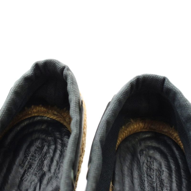 Hermes Slip on Moccasins Flat Canvas Espadrilles Ribbon 42 Navy