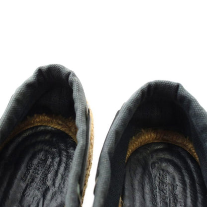 Hermes Slip on Moccasins Flat Canvas Espadrilles Ribbon 42 Navy