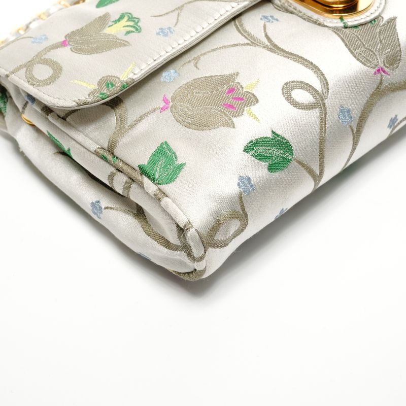 Prada Shoulder Bag Brocade Floral Chain Strap