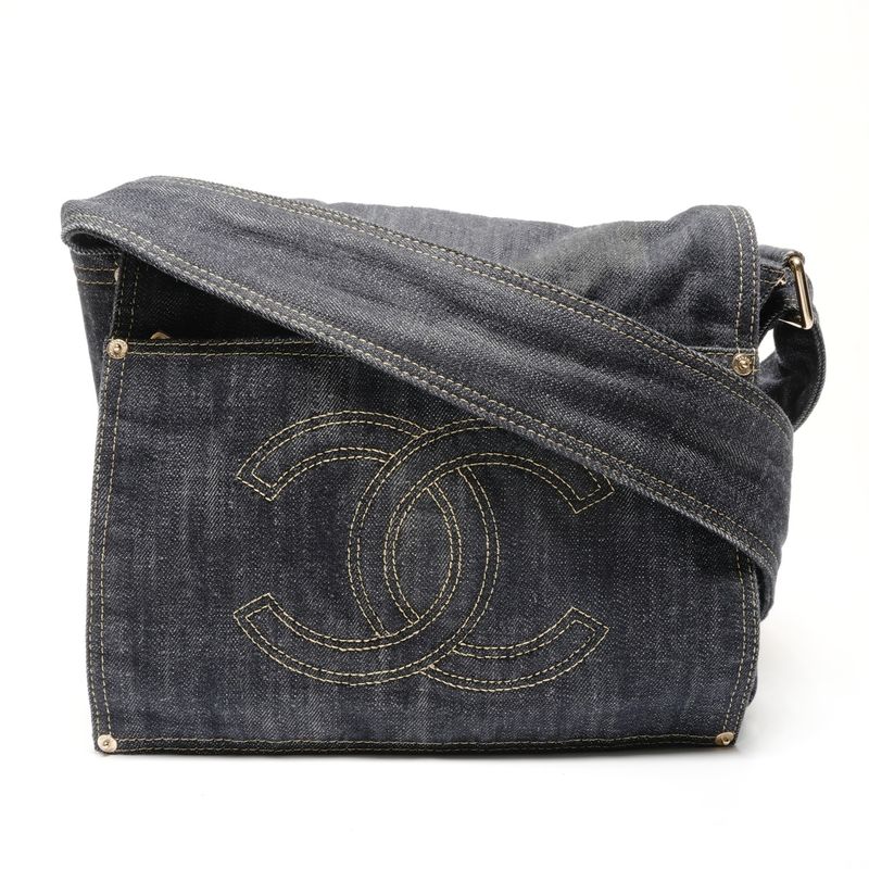 Chanel Shoulder Bag CC Logo Spark Ring Denim
