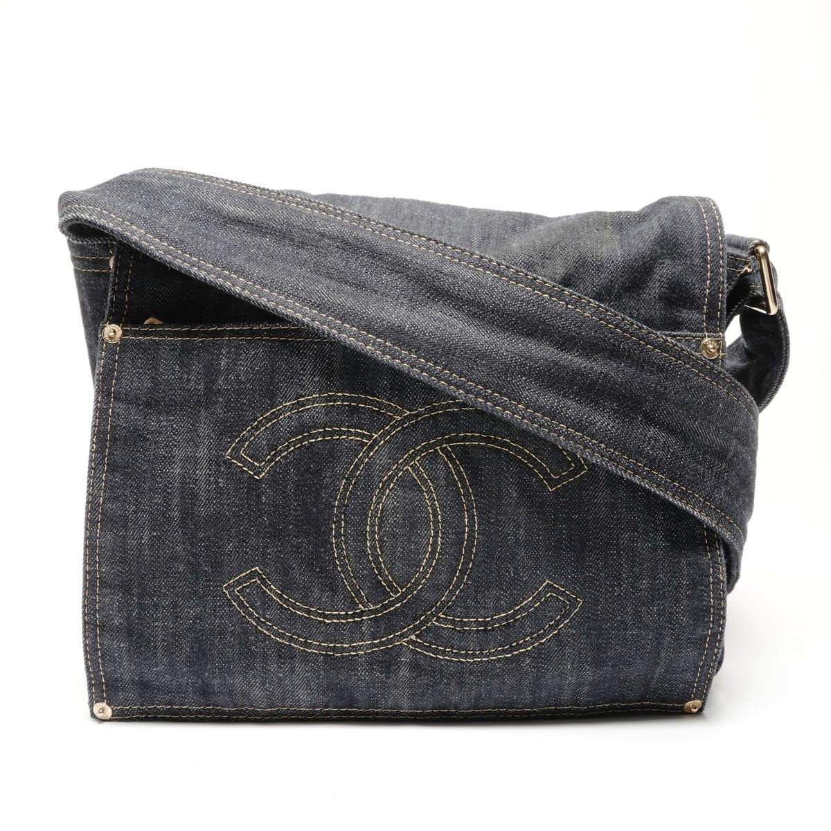 Chanel Shoulder Bag CC Logo Spark Ring Denim