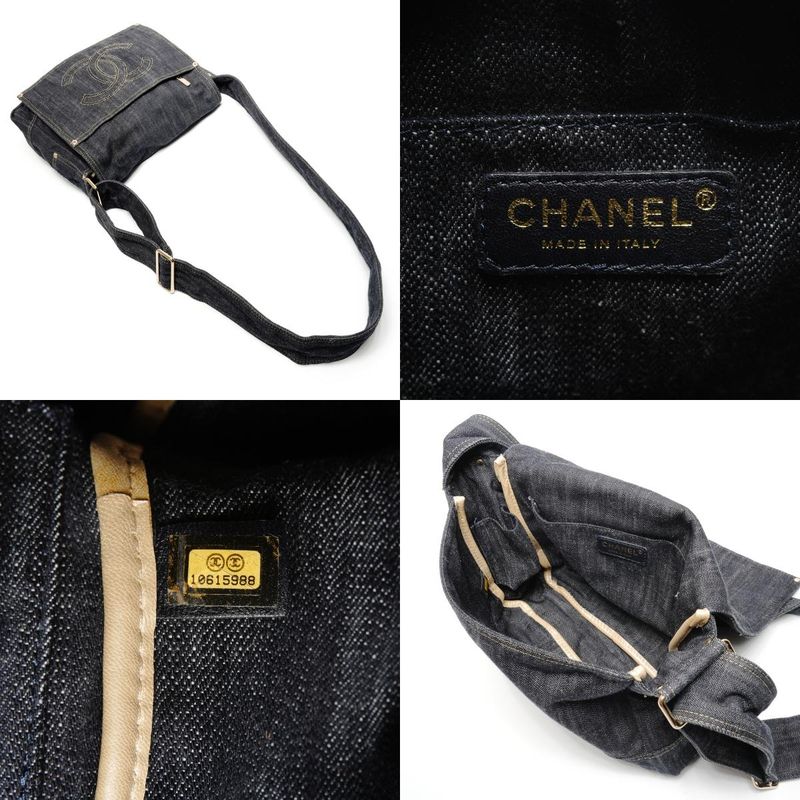 Chanel Shoulder Bag CC Logo Spark Ring Denim
