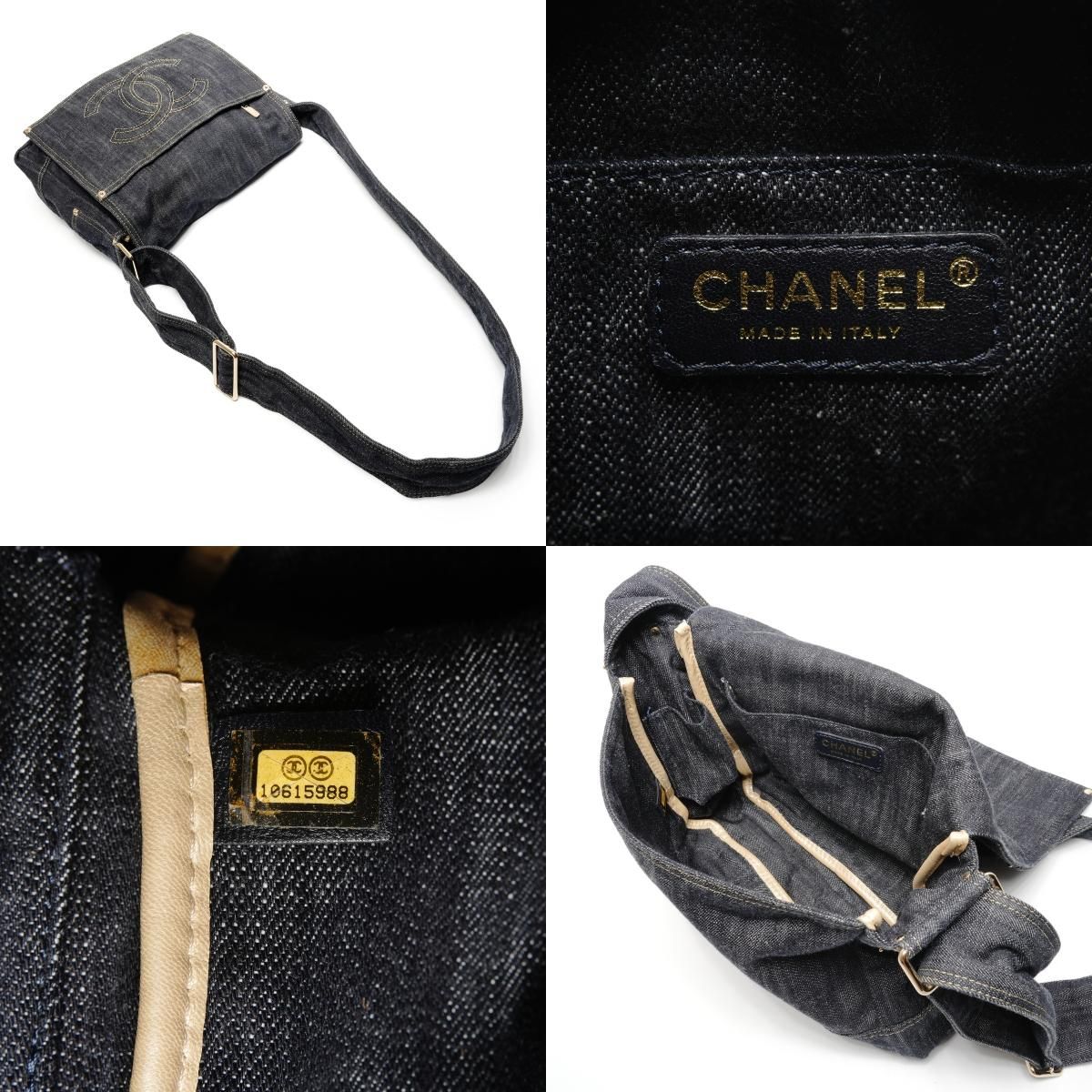 Chanel Shoulder Bag CC Logo Spark Ring Denim