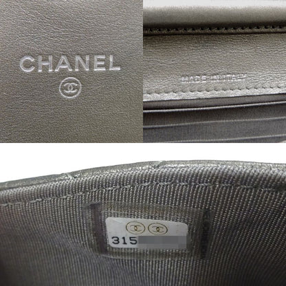 Chanel Shoulder Bag Lambskin Silver