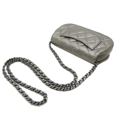 Chanel Shoulder Bag Lambskin Silver