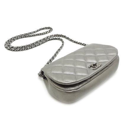 Chanel Shoulder Bag Lambskin Silver