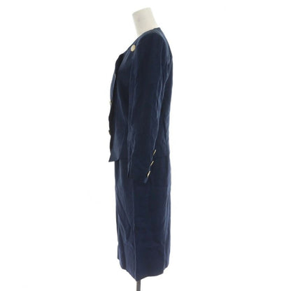 Saint Laurent Yves Vintage Set Skirt Hemp Linen M Navy
