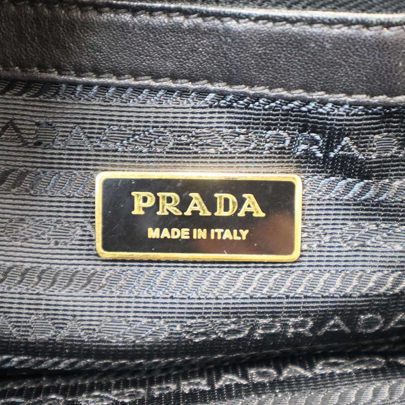 Prada Leather Ribbon Nylon 2-Way Tote Black