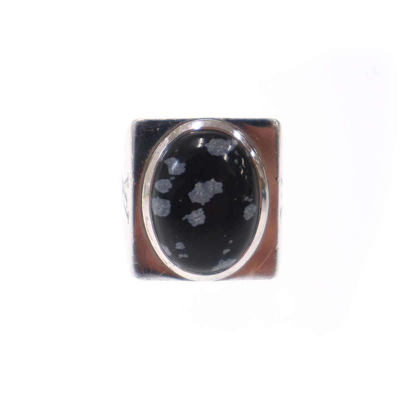 Louis Vuitton Chevalier Marblestone Ring Silver Black