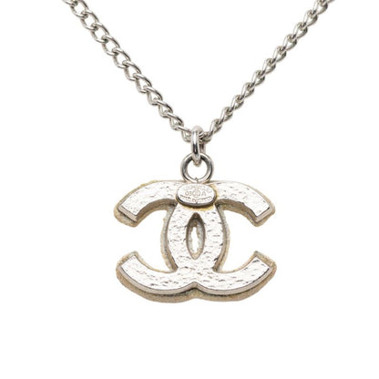 Chanel CC Logo Silver White Metal Coral