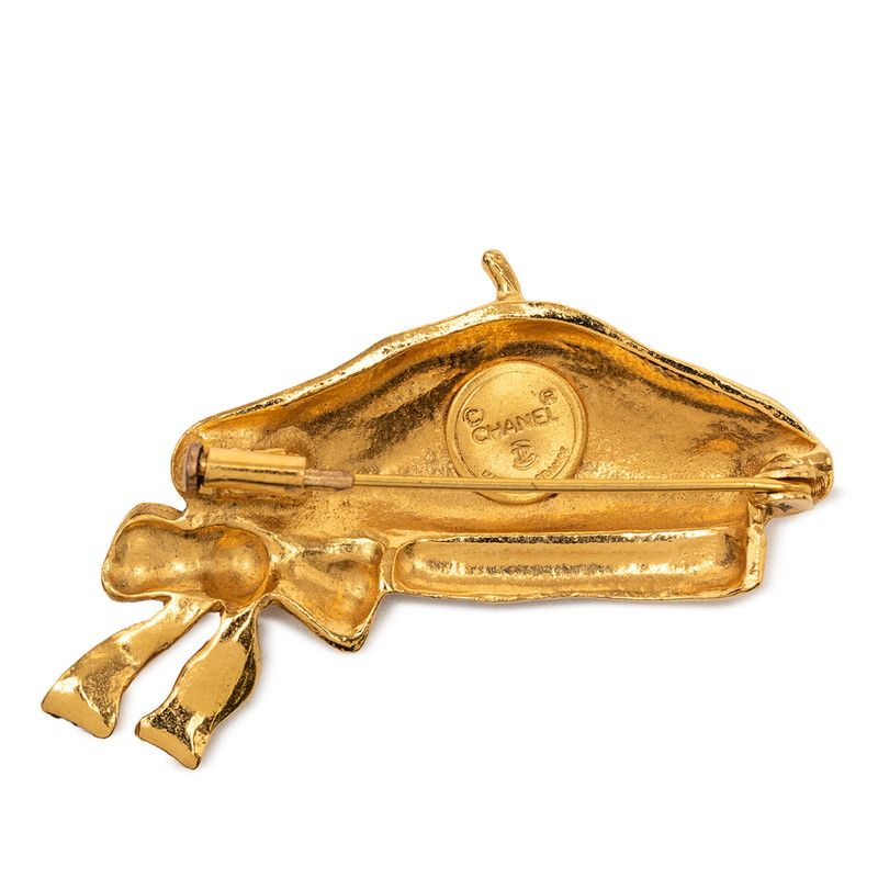 Chanel Beret Ribbon Motif Gold Plated