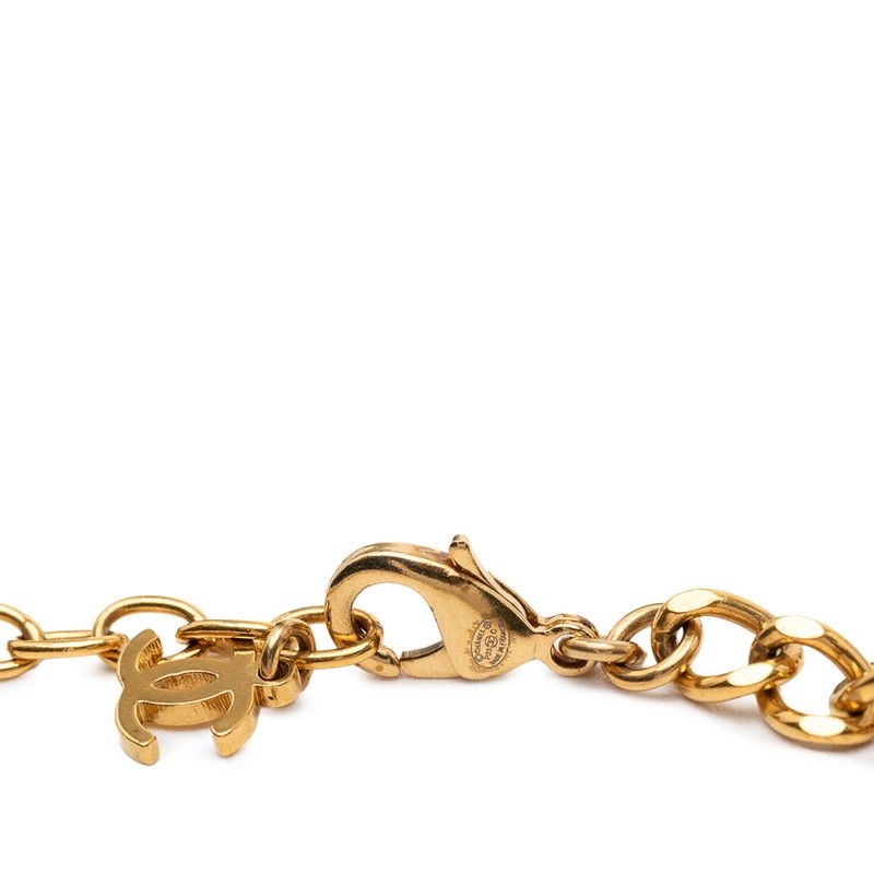Chanel CC Logo Gold Black Plated Enamel