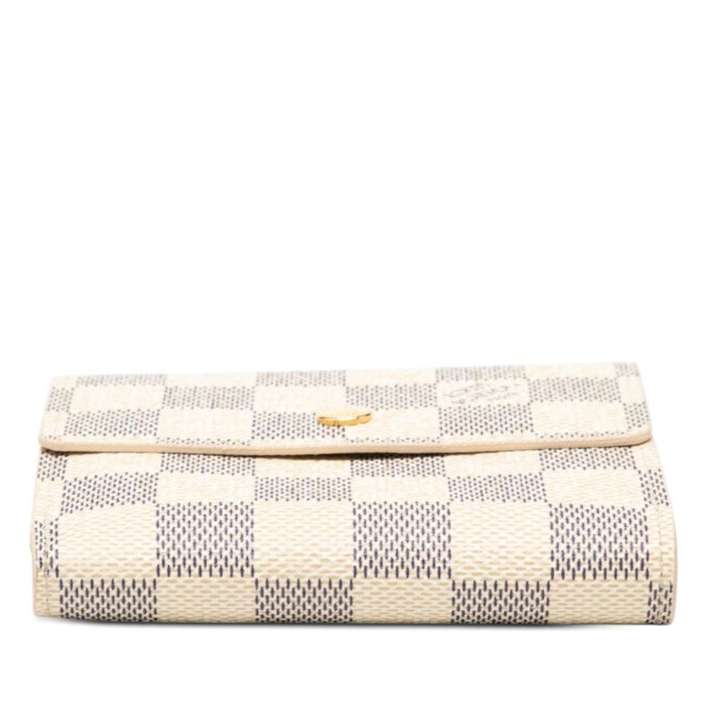 Louis Vuitton Damier Azur Portefeuille Elise White Leather