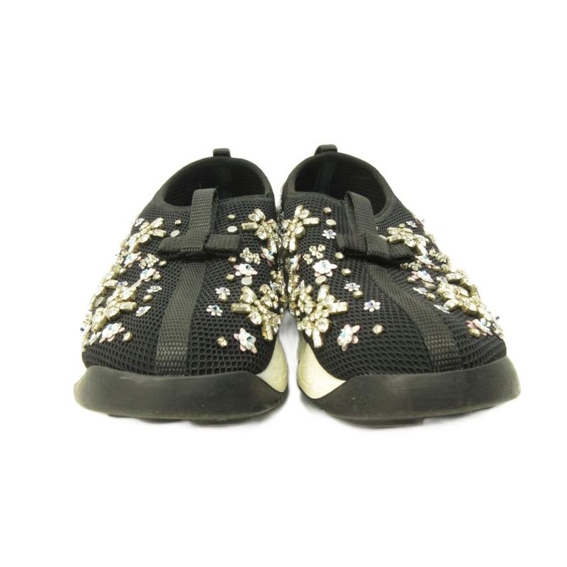 Dior Fusion Crystal Vision Sneakers Floral Applique Mesh Black 34