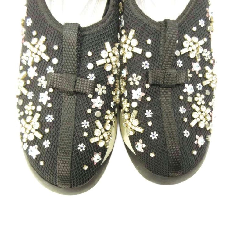 Dior Fusion Crystal Vision Sneakers Floral Applique Mesh Black 34