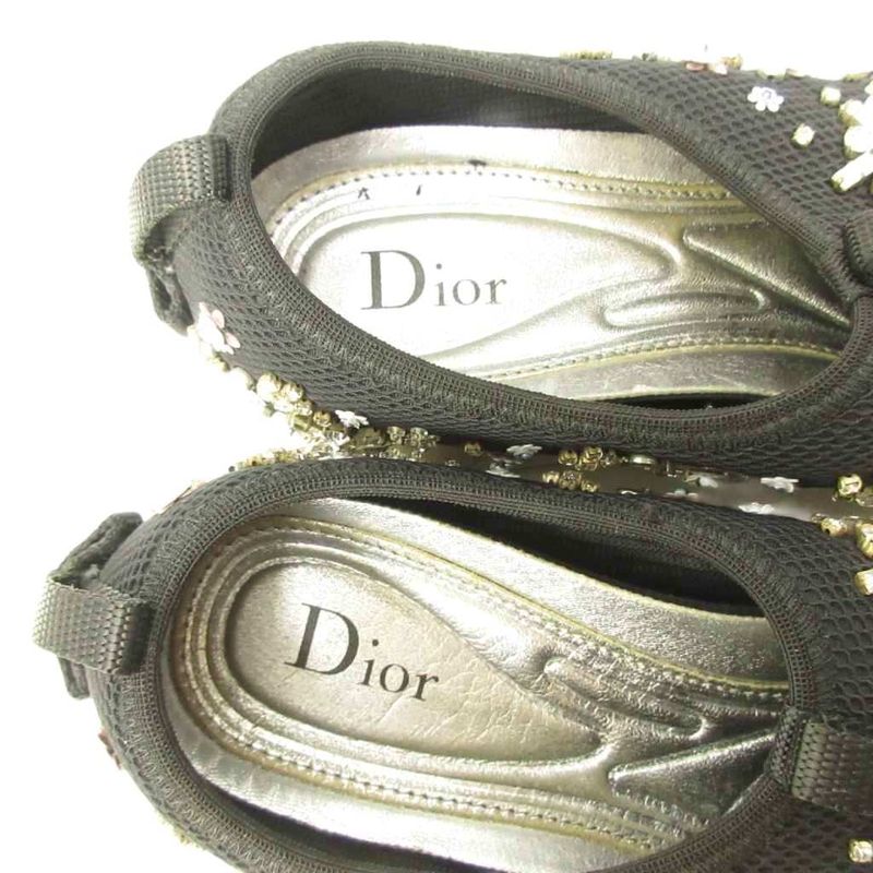 Dior Fusion Crystal Vision Sneakers Floral Applique Mesh Black 34